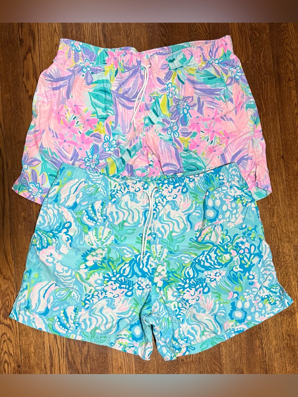 Lilly Pulitzer Capri Swim Trunks Bundle It Was All A Dream/Aqua La Vista Sz XXL